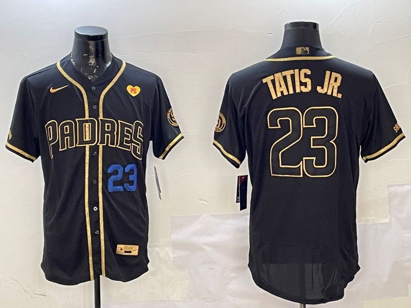 Men San Diego Padres #23 Tatis jr Black Gold Elite 2025 Nike MLB Jersey style 9->san diego padres->MLB Jersey